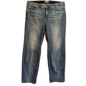 Torrid Bombshell Straight Jeans Size 24T Medium Wash Blue Zip Whisker Stretch